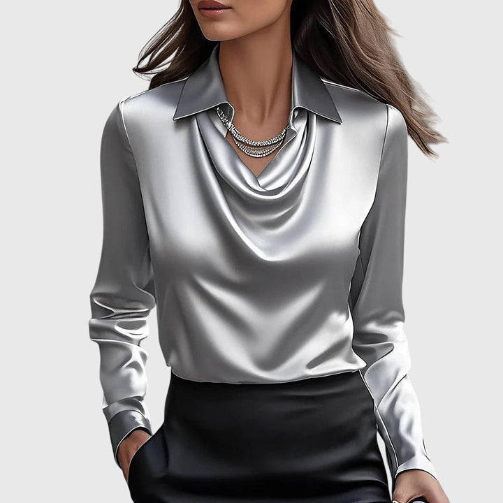 Brooklyn — Blouse Femme Elegante Bleu Clair Verte Noire Pour Style Affirme