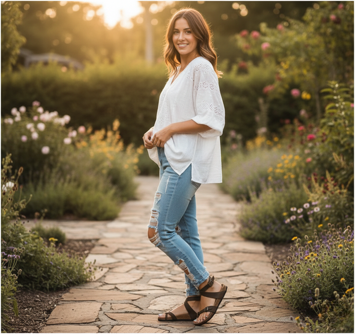 Valeria | Sandales Plates Réglables Femme | Confortables Quotidiennes
