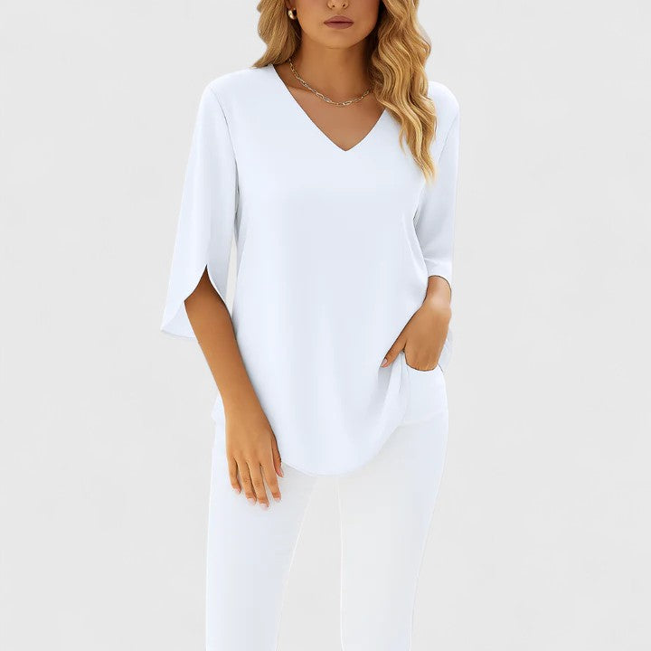 Elionara — Blouse Femme Elegante Bleue, Blanche Pour Style Confirme