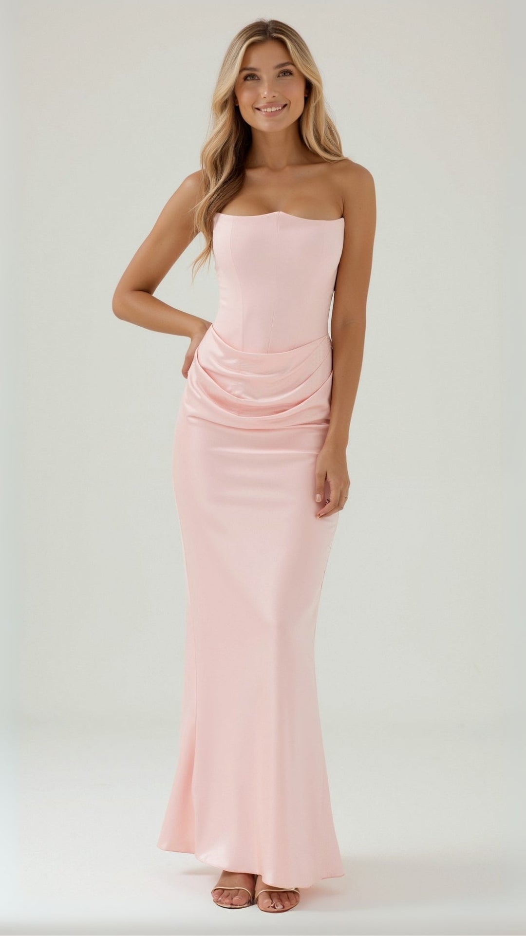 Bella — Robe Mariage Mariee Colonne Maxi Verte Blanche Rose
