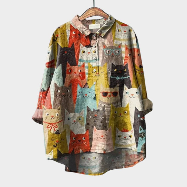 Milla — Blouse Femme Imprimee Marron Verte Pour Style Original