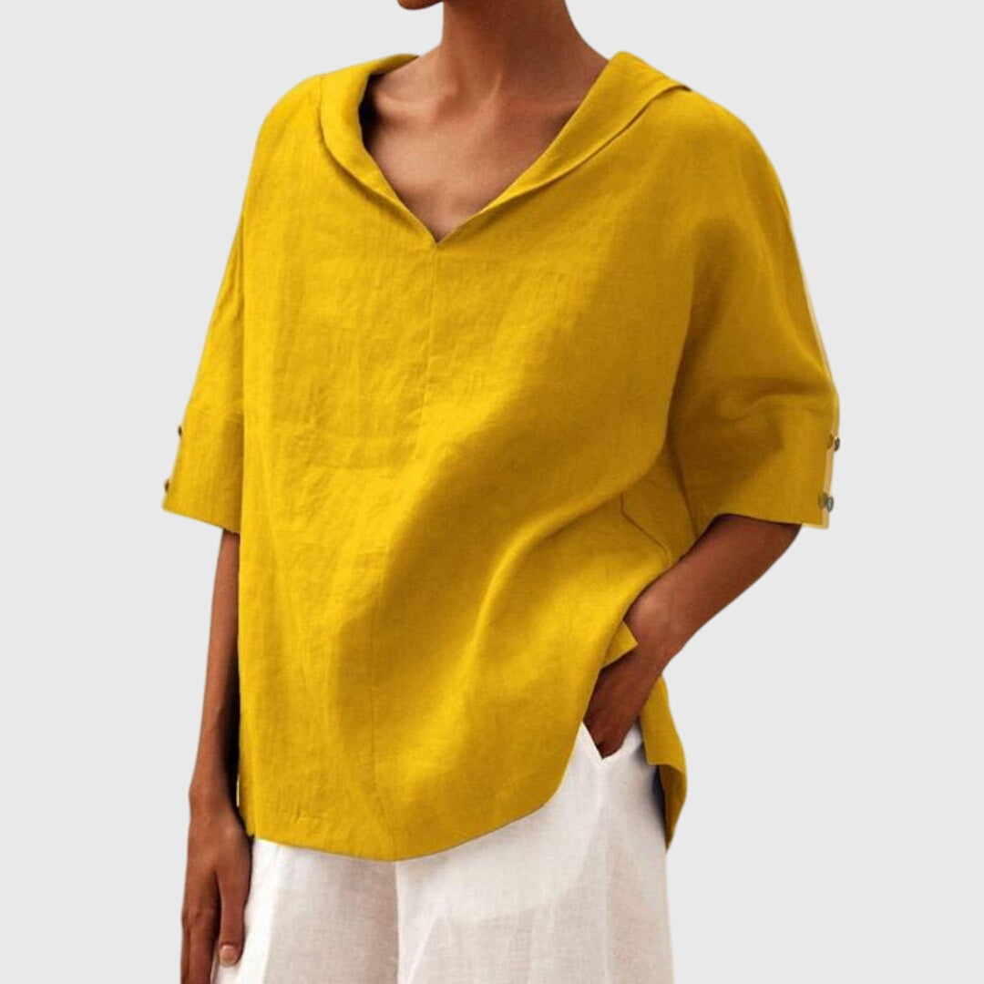 Joanna — Blouse Femme Elegante Kaki, Jaune Pour Style Confirme
