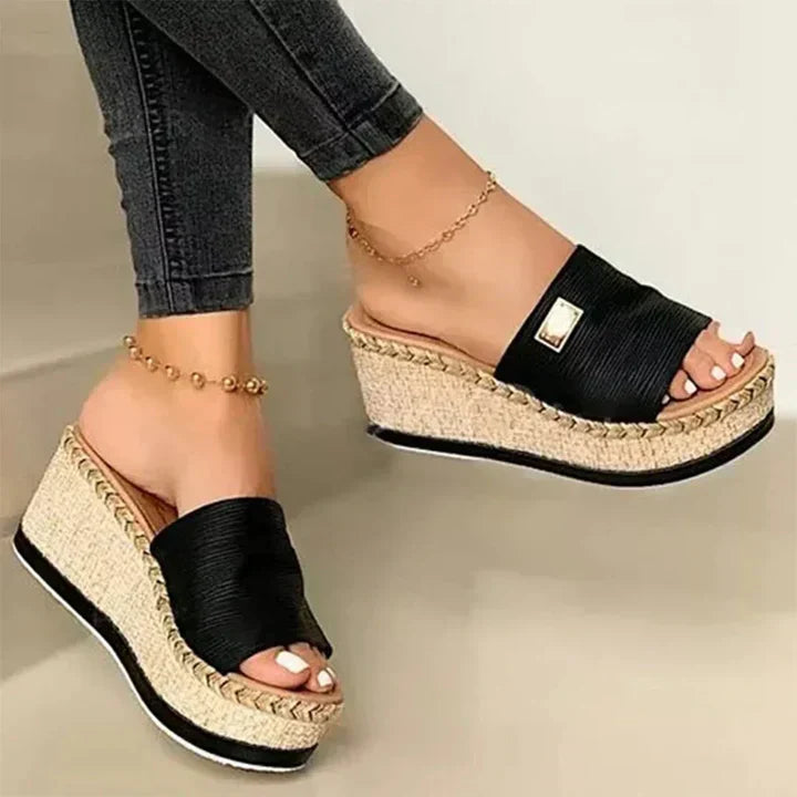 Camille | Sandales Slides Compensées Femme | Confort Été