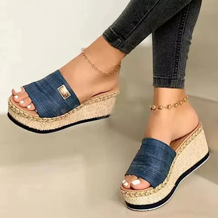 Camille | Sandales Slides Compensées Femme | Confort Été