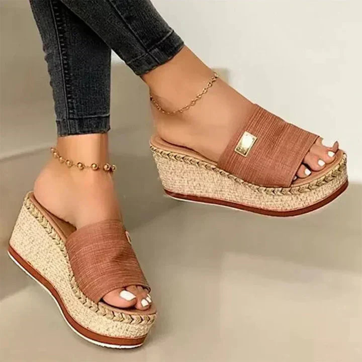 Camille | Sandales Slides Compensées Femme | Confort Été