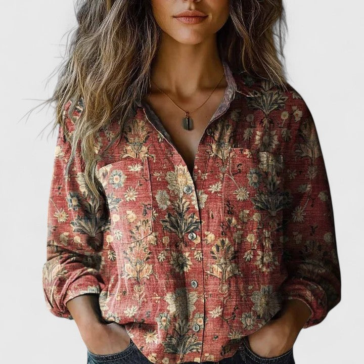 Delanoviah — Blouse Femme Sophistiquee Rouge Pour Passion Affirmee