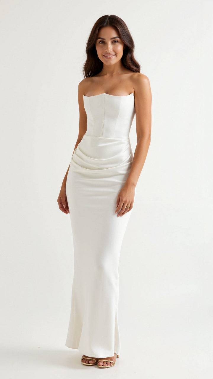 Bella — Robe Mariage Mariee Colonne Maxi Verte Blanche Rose