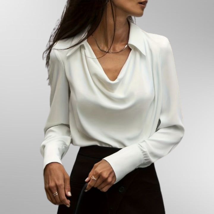 Violet — Blouse Femme Satin Noire, Champagne Pour Style Confirme