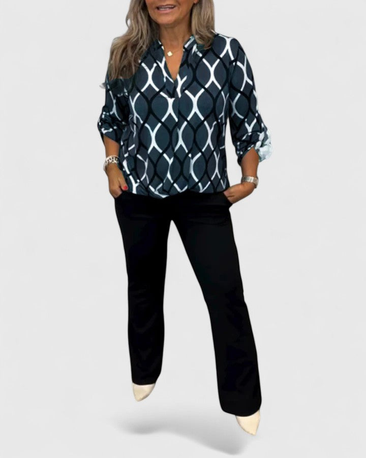 Calindrah — Blouse Femme Lin naturel Marron, Bleue Pour Style Confirme