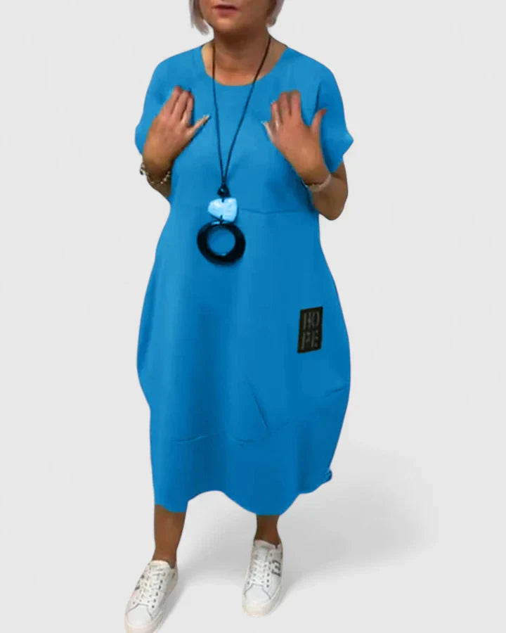 Thalyssiah — Robe Midi Femme Confortable Verte Noire Rose Bleue