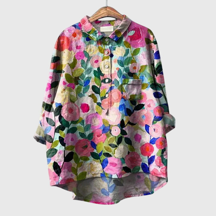 Elly — Blouse Femme Elegante Bleue, Violette Pour Style Confirme