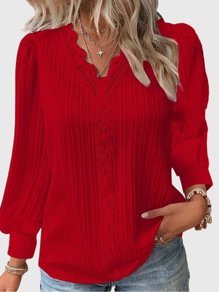 Andrea — Blouse Femme Elegant Pullover Verte Bleue Noire Pour Confort Chic