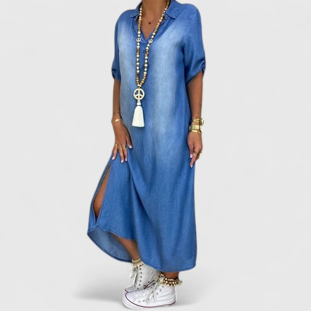 Anthyrah — Robe Femme Sophistiquee Bleue Pour Serenite Affirmee