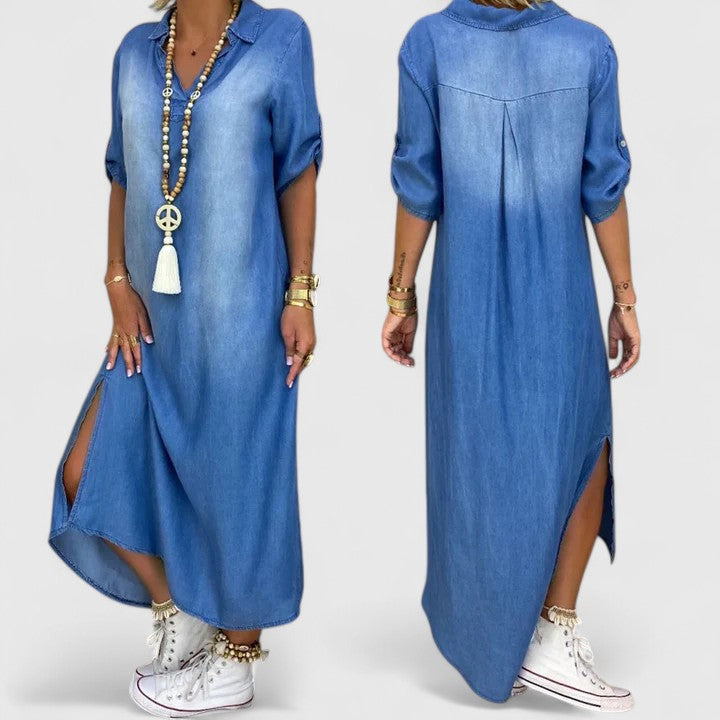 Anthyrah — Robe Femme Sophistiquee Bleue Pour Serenite Affirmee