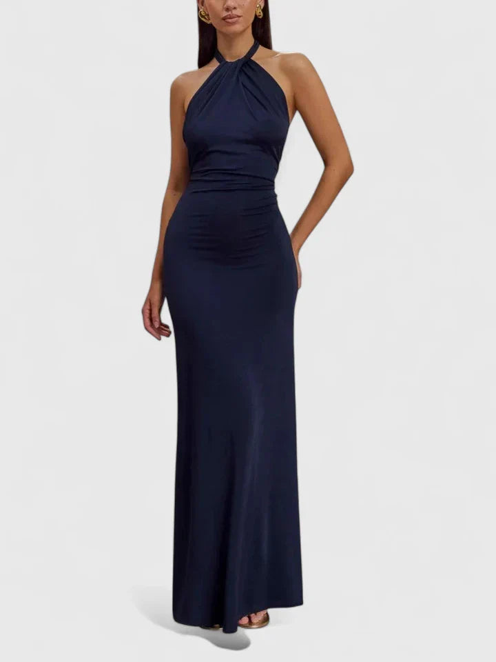 Anzhelia — Robe Maxi Sophistiquee Femme Lagune Marron Marine Pour Prestige