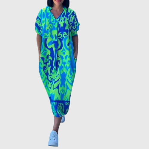 Ashley™ — Robe Femme Elegante Bleue, Verte, Azure Pour Style Confirme