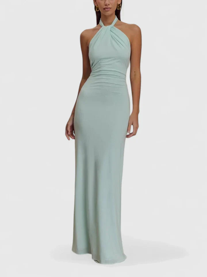 Anzhelia — Robe Maxi Sophistiquee Femme Lagune Marron Marine Pour Prestige