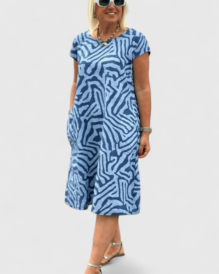Marga — Robe Femme Elegante Blanche, Bleue, Noire Pour Style Confirme