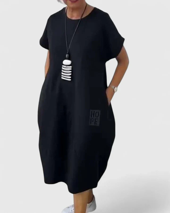 Thalyssiah — Robe Midi Femme Confortable Verte Noire Rose Bleue