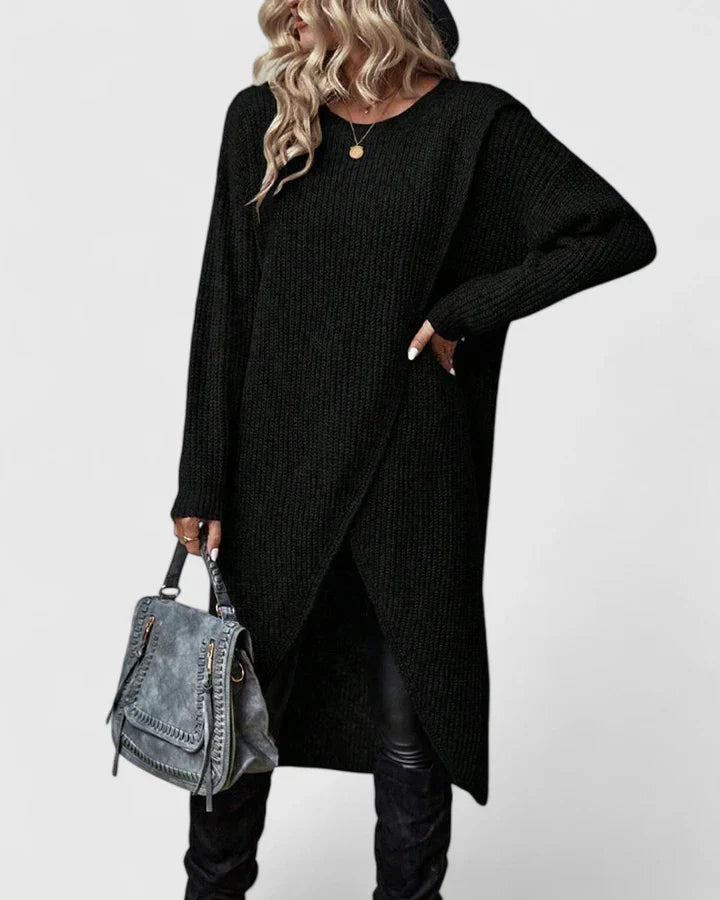 Zarymelle — Robe Pull Femme Hiver Elegante Noire Grise Verte