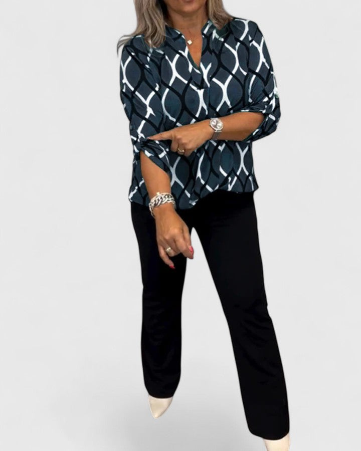 Ella — Blouse Femme Elegante Marron, Bleue Pour Style Confirme