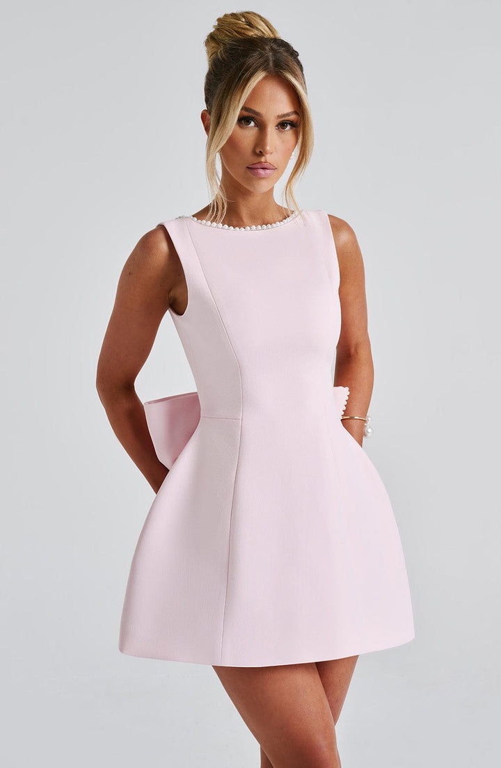 Kylie — Robe Mariage Invitee Mini Structuree Rose Noire Blanche