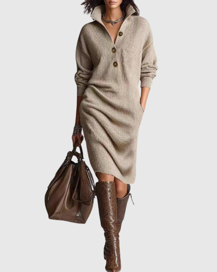 Arianell — Robe Pull Femme Hiver Laine Midi Chaude et Élégante