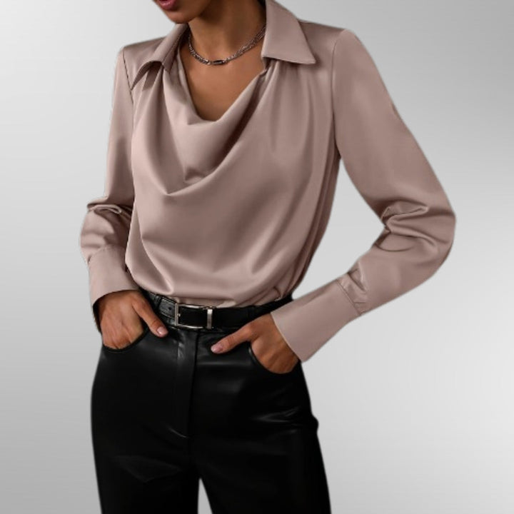 Violet — Blouse Femme Satin Noire, Champagne Pour Style Confirme