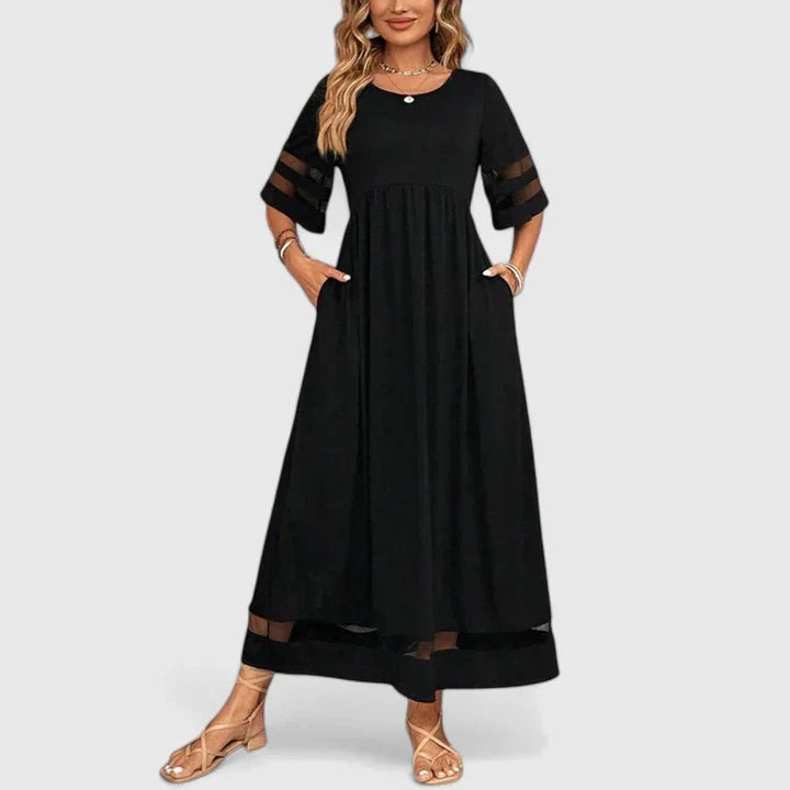 Delymarina — Robe Midi Femme Élégante Noir Vert Rouge Sophistiquée