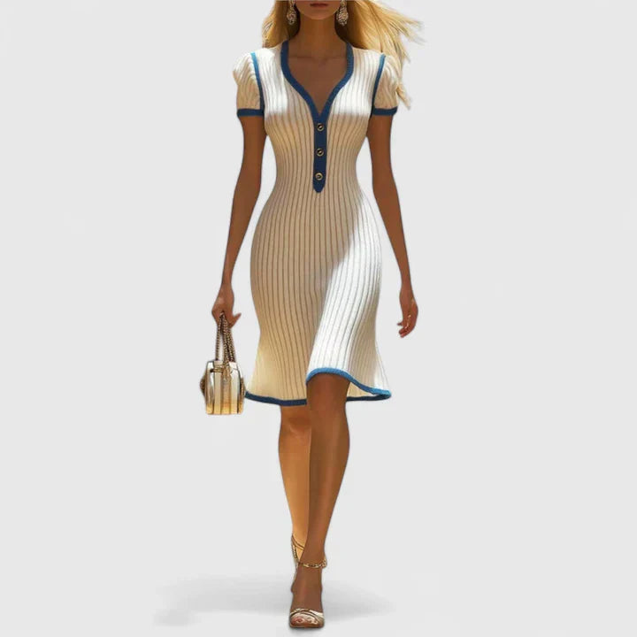 Sophrynah — Robe Midi Femme Elegante Beige Intemporelle et Raffinee