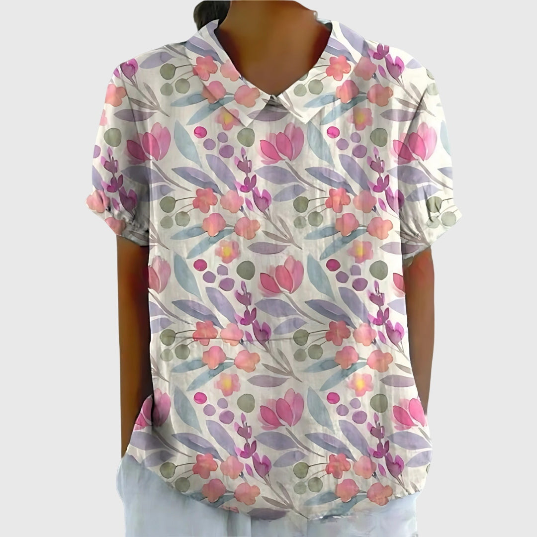 Jenna — Blouse Femme Florale Imprimee Verte Rose Pour Style Naturel