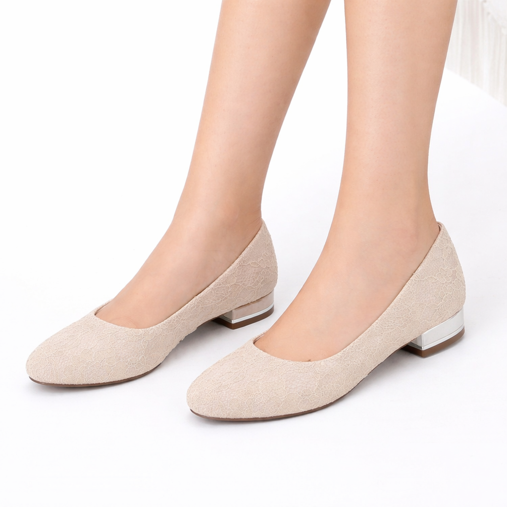 Chaussures Mariée Dentelle Blanche Femme | Bout Rond Plates Confortables
