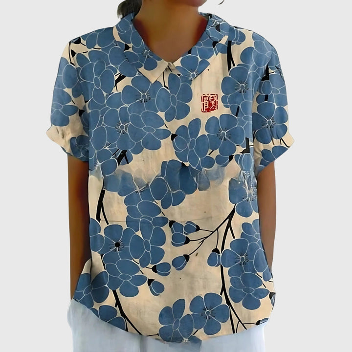Jenna — Blouse Femme Florale Imprimee Verte Rose Pour Style Naturel