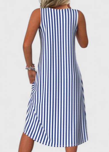 Perrie — Robe Femme Bleu et Blanc Sophistiquée et Intemporelle