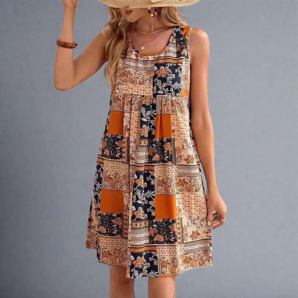 Caroline — Robe Femme Boho Bleue, Violette, Orange Pour Style Confirme