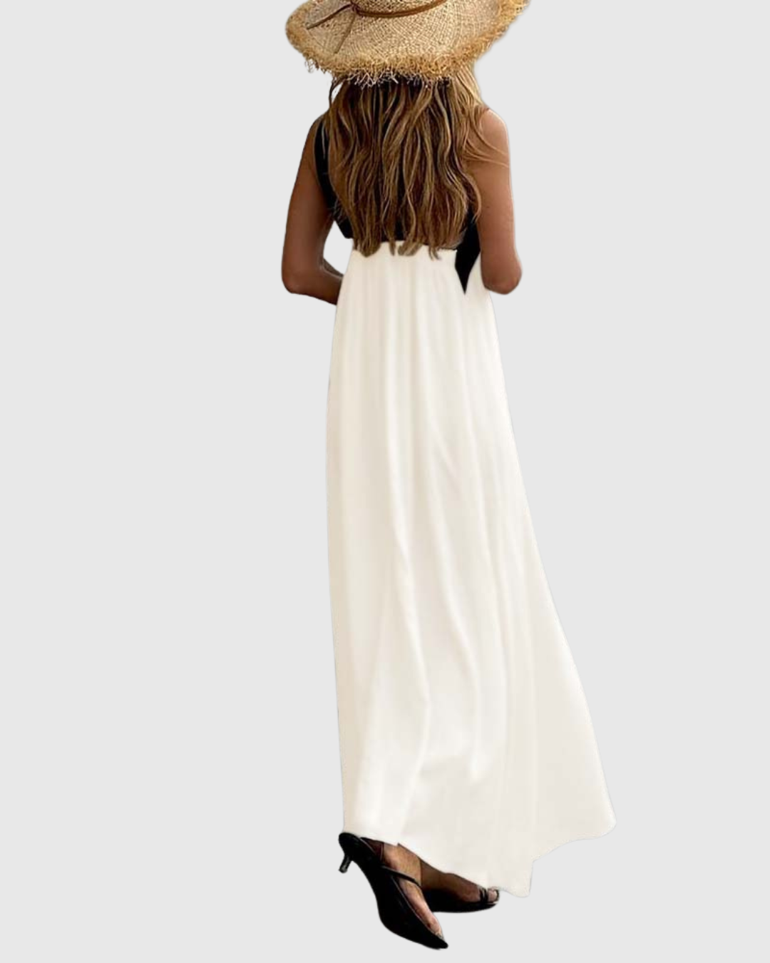 Orella — Robe Femme Col Croisé Noir Blanc Élégance Pure