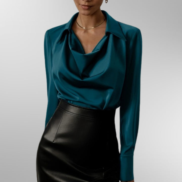 Violet — Blouse Femme Satin Noire, Champagne Pour Style Confirme
