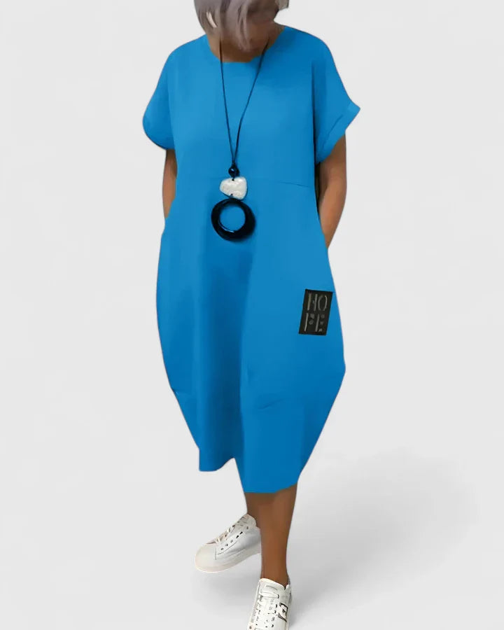 Thalyssiah — Robe Midi Femme Confortable Verte Noire Rose Bleue