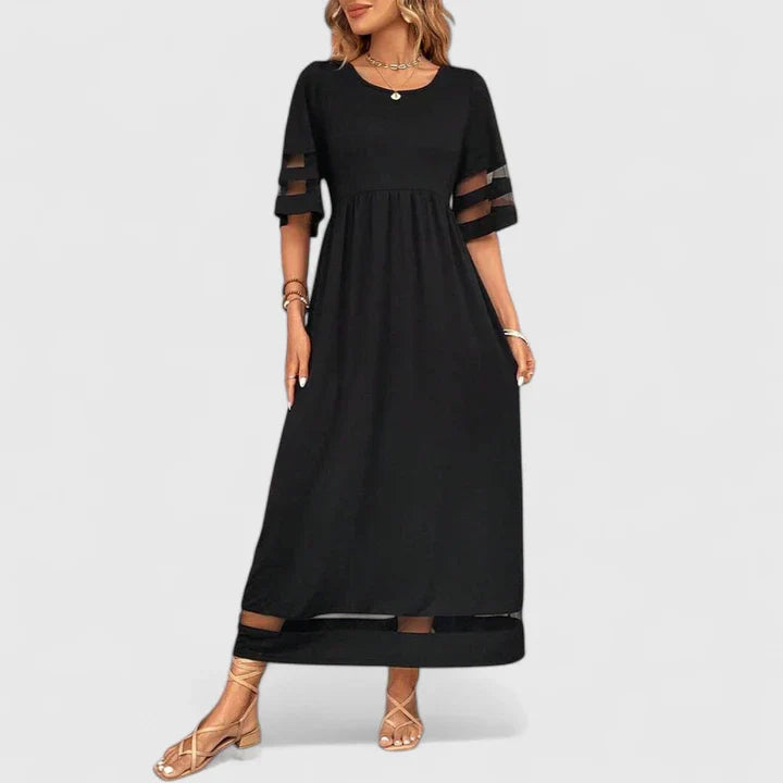 Delymarina — Robe Midi Femme Élégante Noir Vert Rouge Sophistiquée