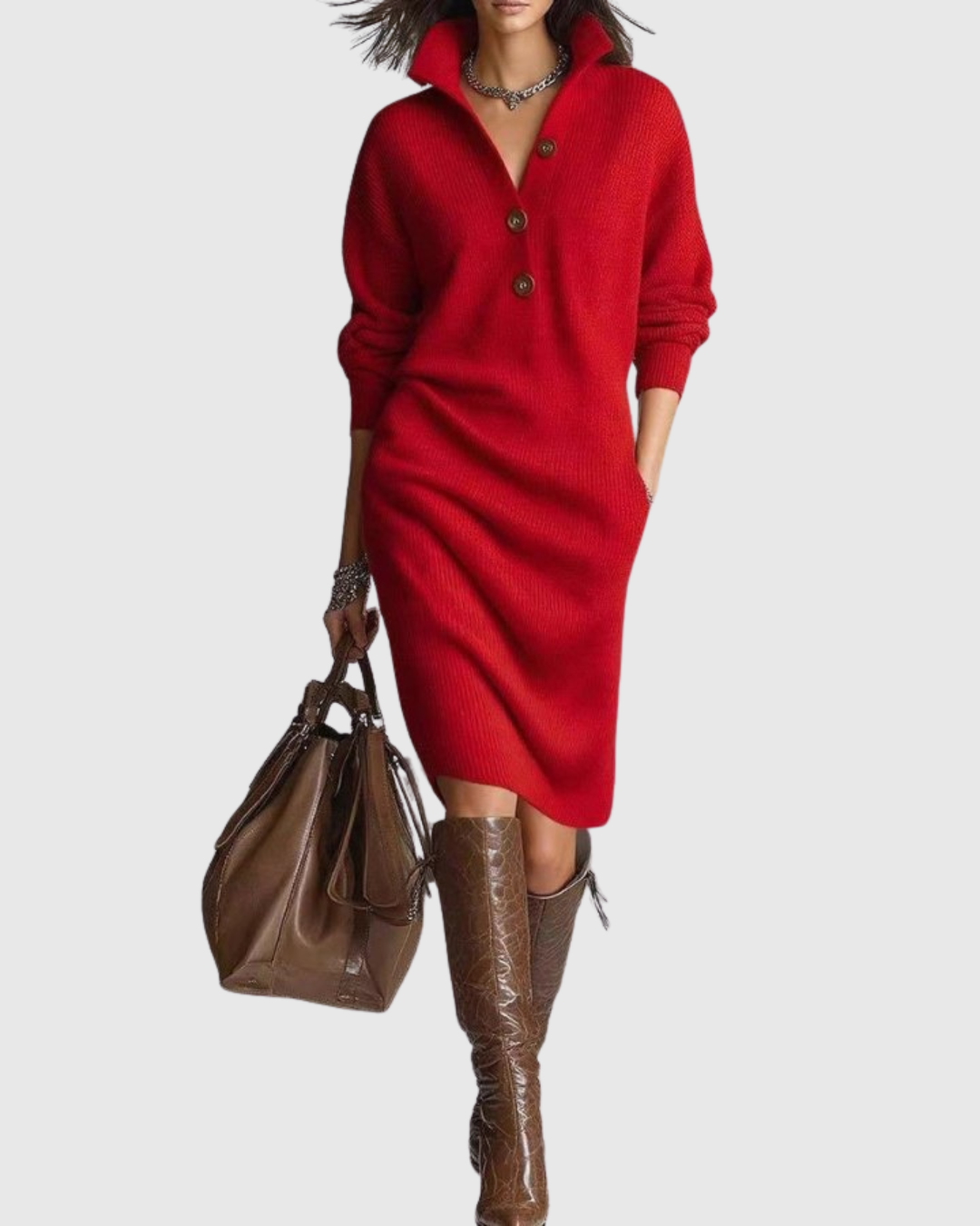 Arianell — Robe Pull Femme Hiver Laine Midi Chaude et Élégante
