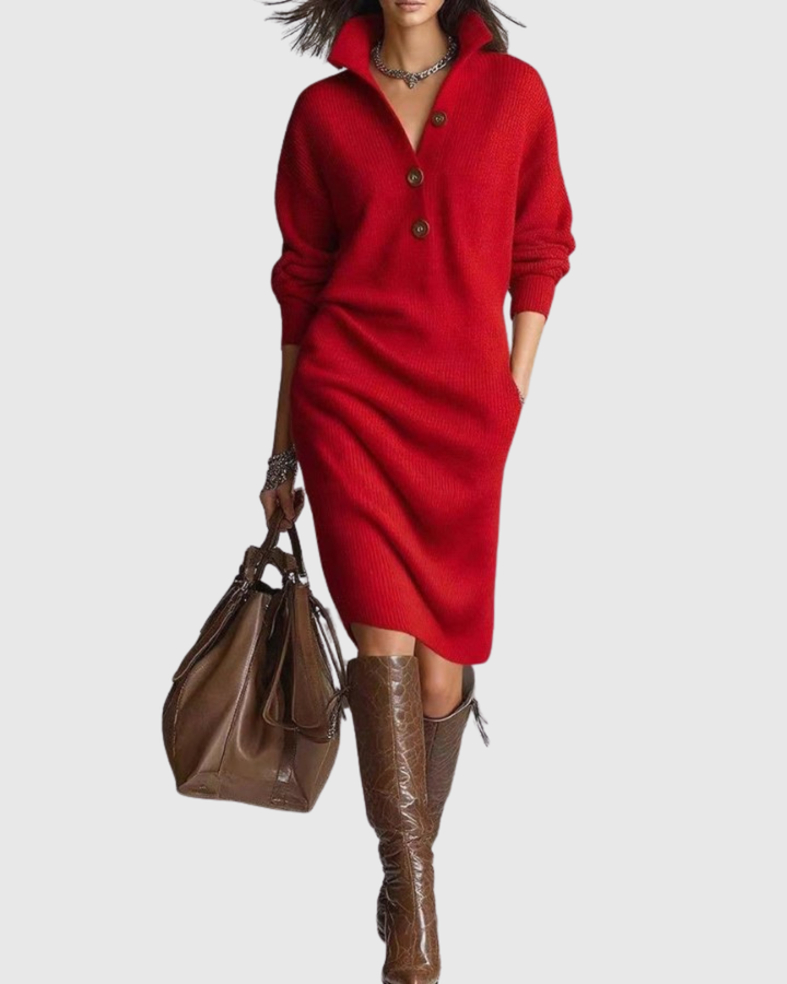 Arianell — Robe Pull Femme Hiver Laine Midi Chaude et Élégante