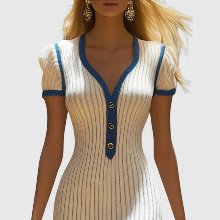 Sophrynah — Robe Midi Femme Elegante Beige Intemporelle et Raffinee