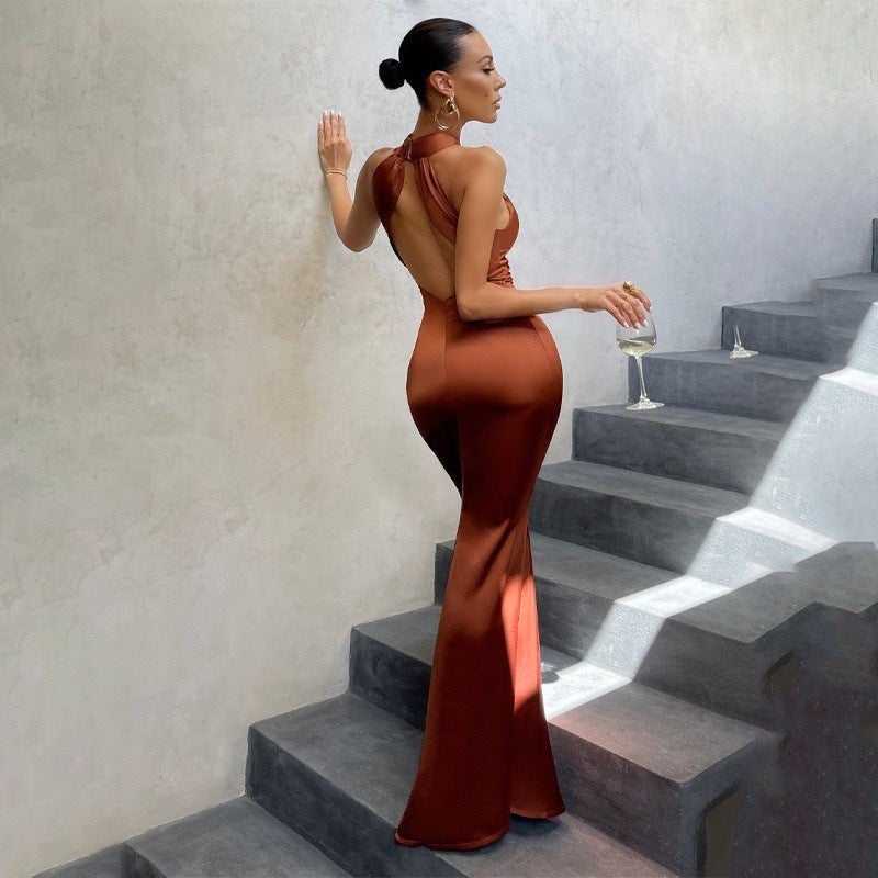 Gabriella — Robe Sirene Dos Nu Femme Noire Verte Orange Pour Soiree Spectaculaire