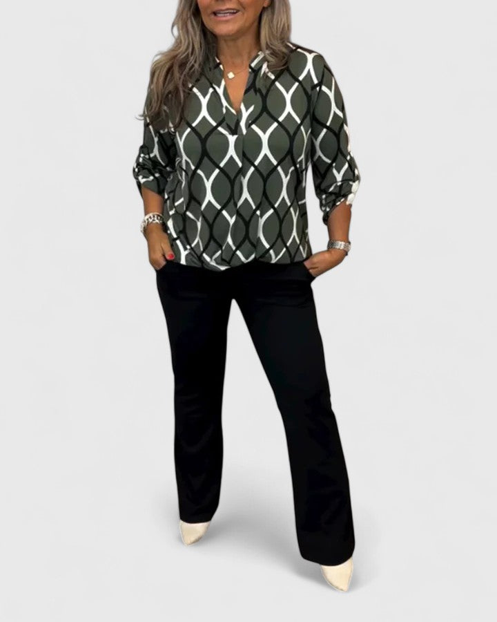 Calindrah — Blouse Femme Lin naturel Marron, Bleue Pour Style Confirme