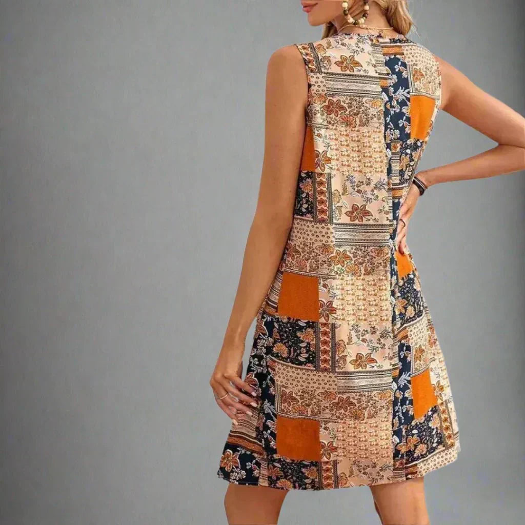 Caroline — Robe Femme Boho Bleue, Violette, Orange Pour Style Confirme