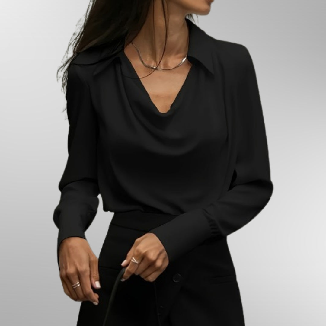 Violet — Blouse Femme Satin Noire, Champagne Pour Style Confirme