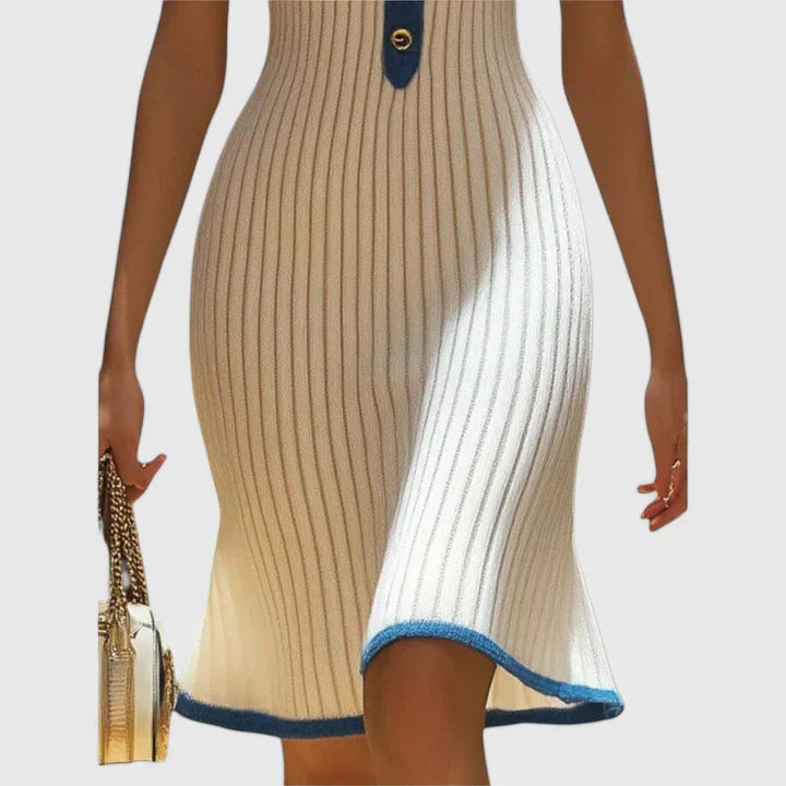 Sophrynah — Robe Midi Femme Elegante Beige Intemporelle et Raffinee