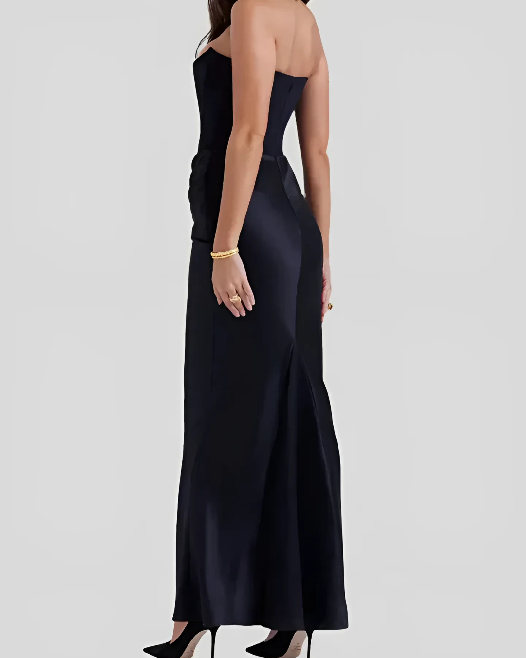Claire — Robe Mariage Invitee Drapee Maxi Marron Rouge Blanche