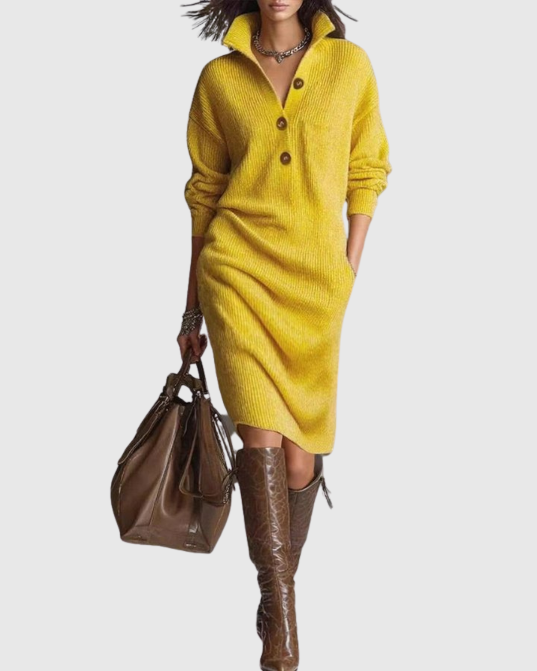 Arianell — Robe Pull Femme Hiver Laine Midi Chaude et Élégante