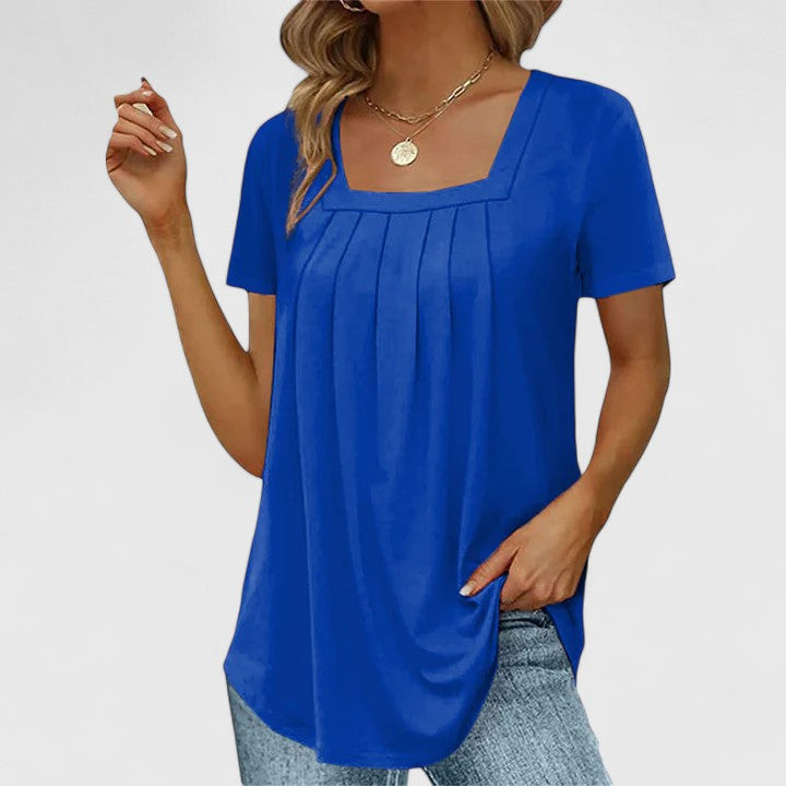 Mirelina — Blouse Femme Lin naturel Bleue, Blanche Pour Style Confirme